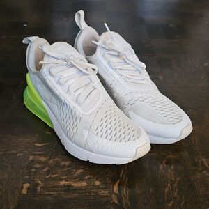Nike White and Neon Green Women's Sneakers